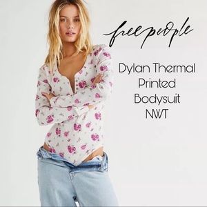 NWT Free People Dylan Thermal Printed Bodysuit Size Small